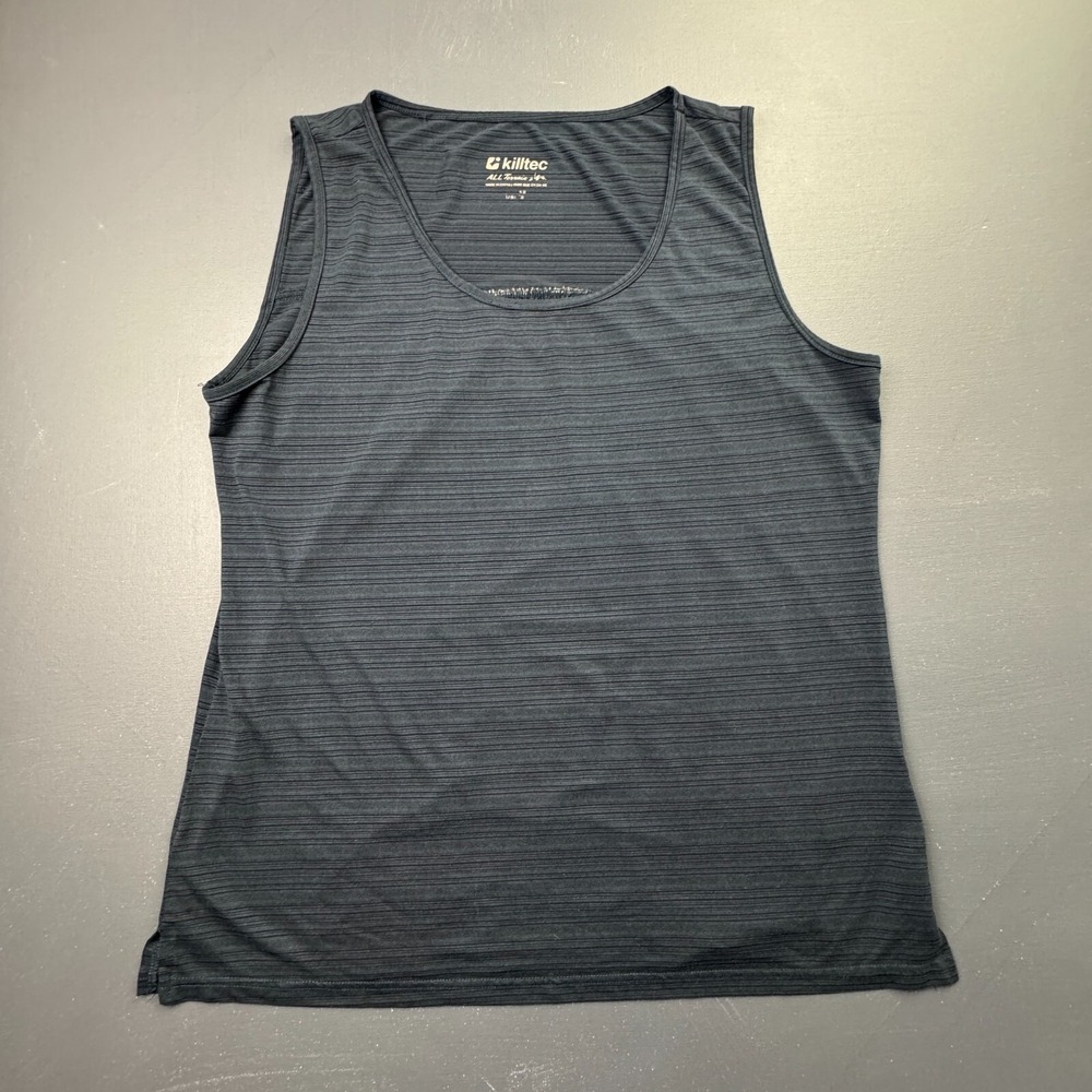 Killtec Women's Size 12 Blue Striped Tank Top Sleeveless Athletic Active Stretch